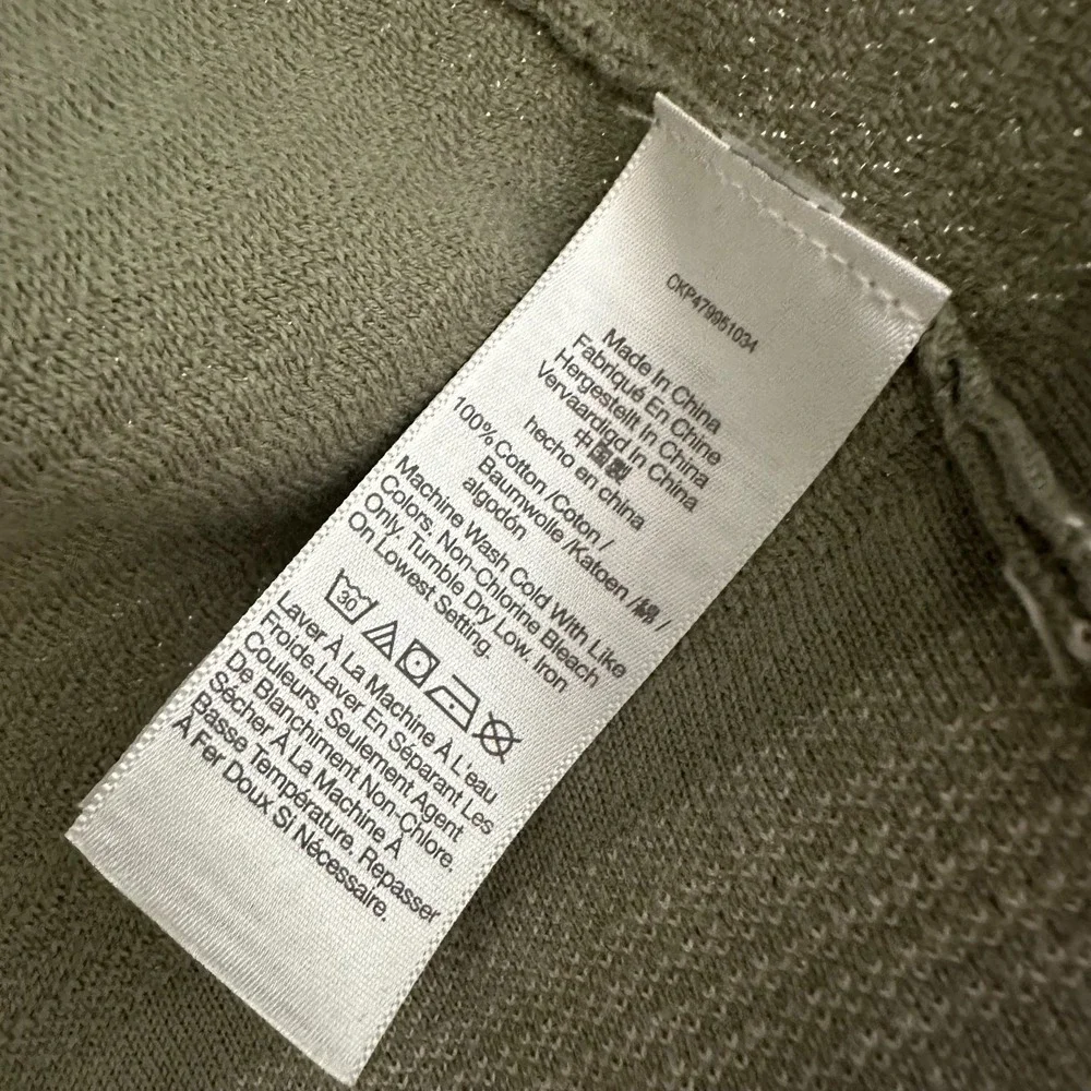 Madewell Sweater Polo Cardigan Sage Green Striped Long Sleeve Button Up Men M